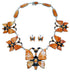 Multicolor Inlay Sterling Silver Butterfly Link Necklace Set PX37370
