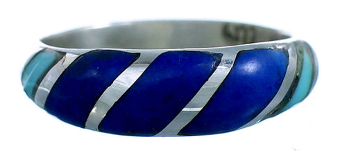 Genuine Sterling Silver Lapis And Turquoise Southwest Ring RX108635