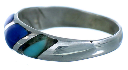 Genuine Sterling Silver Lapis And Turquoise Southwest Ring RX108635