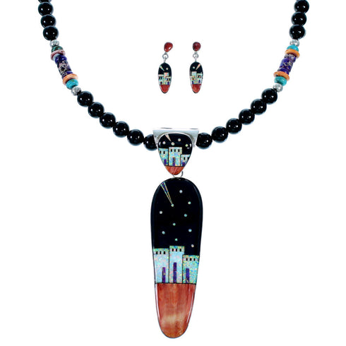 Multicolor Pueblo Design Necklace Earrings Pendant PX35183