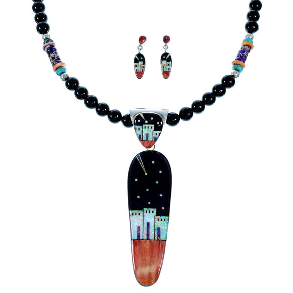 Multicolor Pueblo Design Necklace Earrings Pendant PX35183