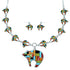 Multicolor Sterling Silver Bear Link Necklace Earrings Set PX37264