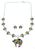 Multicolor Sterling Silver Bear Link Necklace Earrings Set PX37264