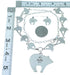 Multicolor Sterling Silver Bear Link Necklace Earrings Set PX37264