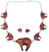 Red Oyster Shell Opal Inlay Bear Link Necklace Earrings Set PX37338