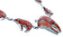 Red Oyster Shell Opal Inlay Bear Link Necklace Earrings Set PX37338