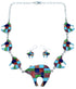 Southwestern Bear Multicolor Silver Link Necklace And Earrings PX37358