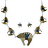 Southwest Bear Jewelry Multicolor And Silver Link Necklace Set PX37322