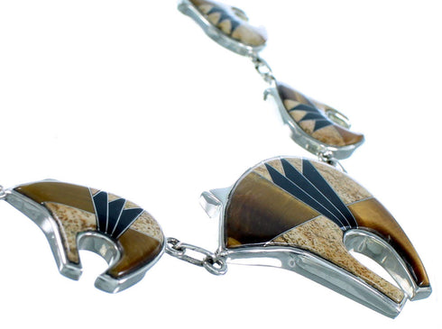 Southwest Bear Jewelry Multicolor And Silver Link Necklace Set PX37322