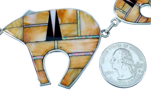 Sterling Silver Multicolor Bear Link Necklace Earrings Jewelry PX37329