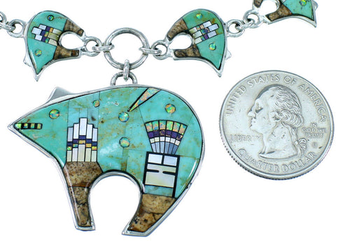 Multicolor Bear Native American Mesa Design Link Necklace Set PX36757