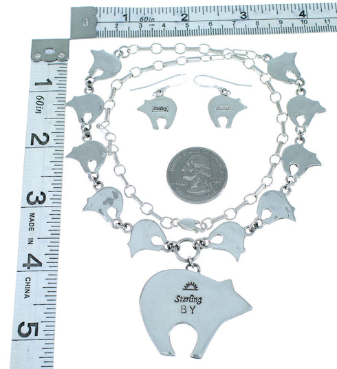 Multicolor Bear Native American Mesa Design Link Necklace Set PX36757