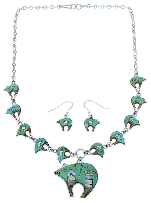 Native American Mesa Design Bear Multicolor Link Necklace Set PX37990