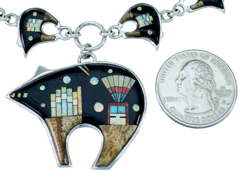 Silver Multicolor Mesa Design Bear Link Necklace Set PX37994
