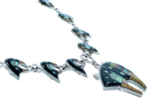 Silver Multicolor Mesa Design Bear Link Necklace Set PX37994