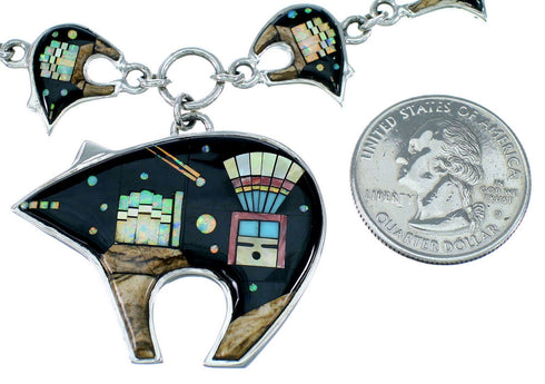 Multicolor Native American Mesa Design Bear Link Necklace Set PS64183