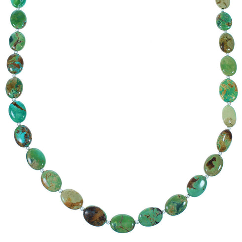 Navajo Indian Sterling Silver Turquoise Bead Necklace RX108643
