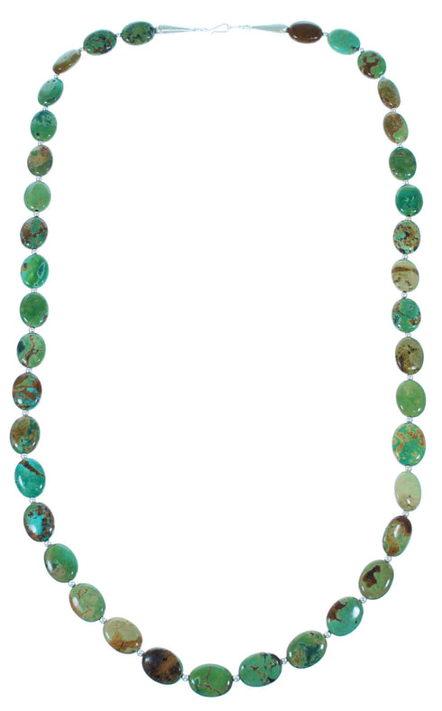 Navajo Indian Sterling Silver Turquoise Bead Necklace RX108643