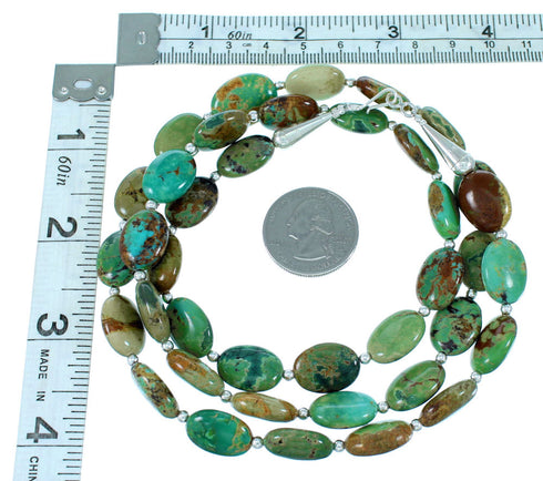 Navajo Indian Sterling Silver Turquoise Bead Necklace RX108643