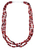 Navajo Sterling Silver Red Oyster Shell 3-Strand Bead Necklace RX108651