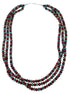 Navajo Turquoise And Coral 3-Strand Sterling Silver Bead Necklace SX108660