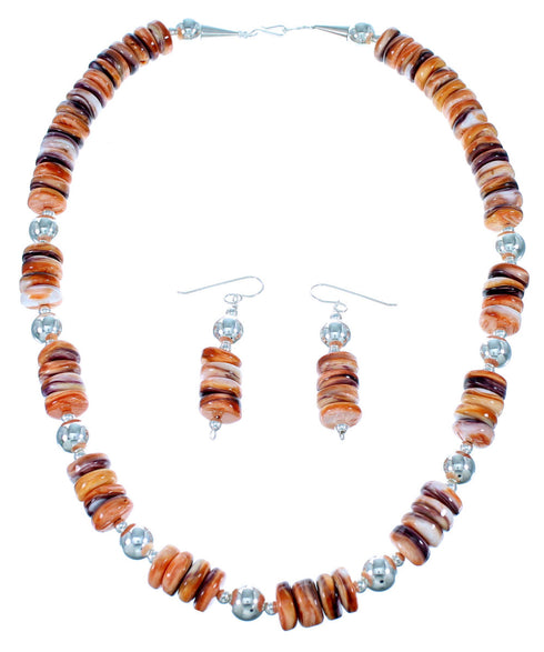 Navajo Oyster Shell Sterling Silver Bead Necklace Set SX108679