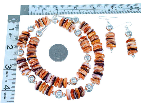 Navajo Oyster Shell Sterling Silver Bead Necklace Set SX108679