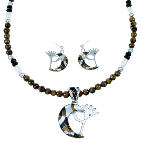 WhiteRock Multicolor Kokopelli Pendant Necklace Earrings Set GS74421
