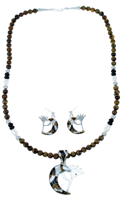 WhiteRock Multicolor Kokopelli Pendant Necklace Earrings Set GS74421
