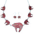 Red Oyster Shell Opal Jewelry Silver Bear Link Necklace Set HS24779