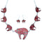 Red Oyster Shell Opal Jewelry Silver Bear Link Necklace Set HS24779