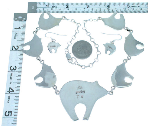 Red Oyster Shell Opal Jewelry Silver Bear Link Necklace Set HS24779