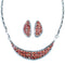 Red Oyster Shell And Opal Inlay Necklace Earring Jewelry Set RS53657