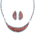 Red Oyster Shell And Opal Inlay Necklace Earring Jewelry Set RS53657