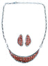 Red Oyster Shell And Opal Inlay Necklace Earring Jewelry Set RS53657