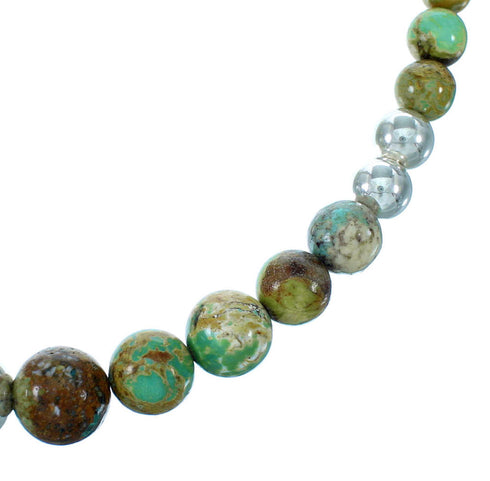 Native American Kingman Turquoise Sterling Silver Bead Necklace SX108726