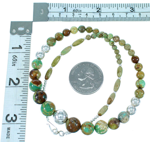 Native American Kingman Turquoise Sterling Silver Bead Necklace SX108726