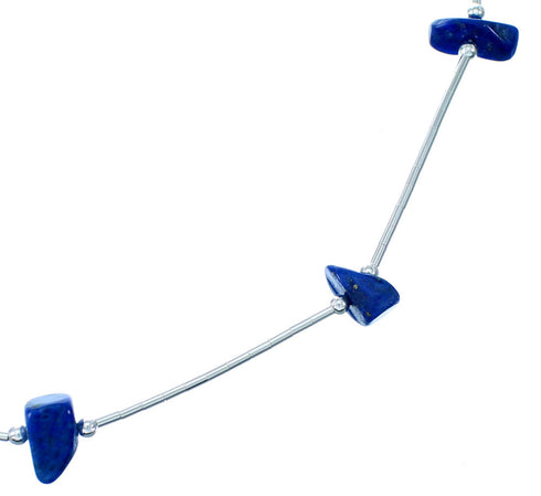 Southwest Lapis Liquid Sterling Silver Bead Necklace SX108753