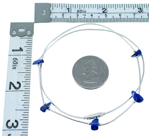 Southwest Lapis Liquid Sterling Silver Bead Necklace SX108753