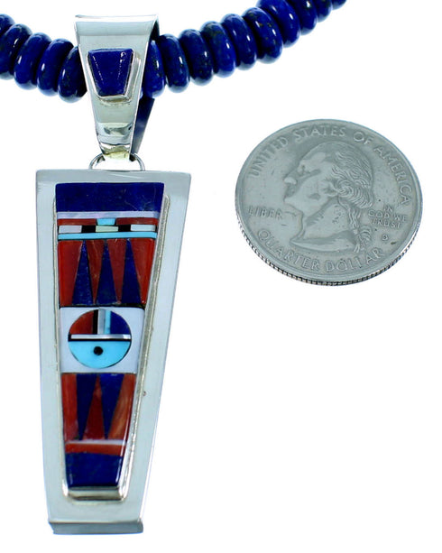 Sterling Silver Zuni Multicolor Sun Bead Necklace Set SX109216