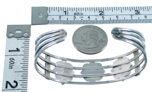 Navajo Indian Genuine Sterling Silver Onyx Cuff Bracelet RX109219