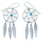 Genuine Sterling Silver Dream Catcher Feather Navajo Turquoise Hook Dangle Earrings SX109310