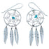 Genuine Sterling Silver Dream Catcher Feather Navajo Turquoise Hook Dangle Earrings SX109310