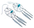 Genuine Sterling Silver Dream Catcher Feather Navajo Turquoise Hook Dangle Earrings SX109310