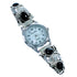 Onyx Scalloped Leaf Navajo Sterling Silver Watch SX109359