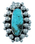 Turquoise And Sterling Silver Navajo Ring Size Size 6-3/4 RX109408