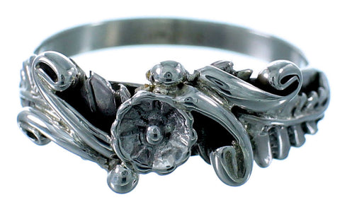 Navajo Sterling Silver Flower And Leaf Ring Size 5-1/4 SX109516