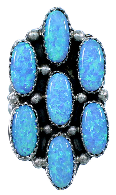 Genuine Sterling Silver Navajo Blue Opal Ring Size 9-3/4 SX109496