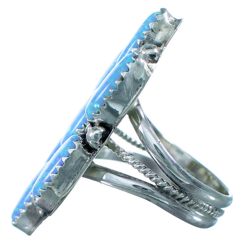 Genuine Sterling Silver Navajo Blue Opal Ring Size 9-3/4 SX109496