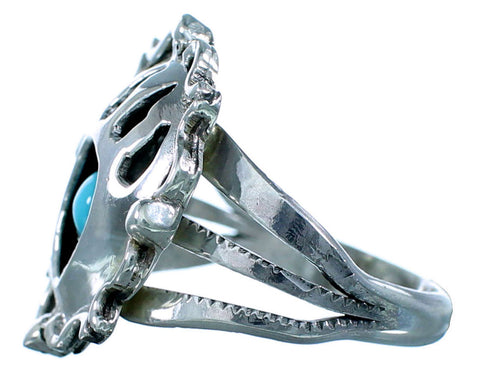 Genuine Sterling Silver Navajo Indian Turquoise Bear Paw Ring Size 5-1/2 RX109543